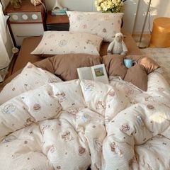 4Pcs PreCloud Linen | Set Đũi Xu Kem Style trẻ trung hiện đại | ID 4PCSPRECLOUD73