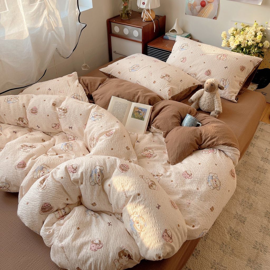 4Pcs PreCloud Linen | Set Đũi Xu Kem Style trẻ trung hiện đại | ID 4PCSPRECLOUD73