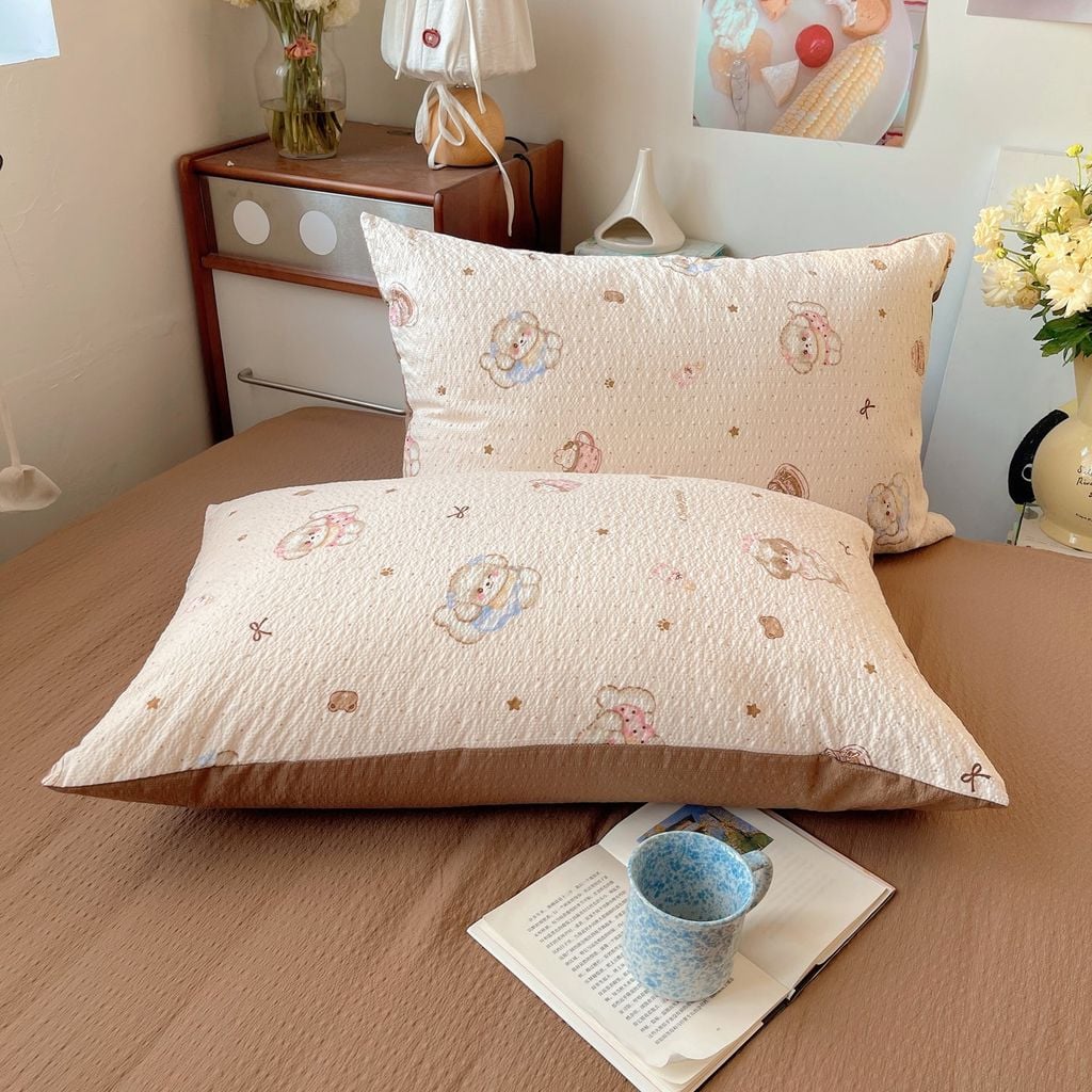 4Pcs PreCloud Linen | Set Đũi Xu Kem Style trẻ trung hiện đại | ID 4PCSPRECLOUD73
