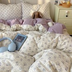 4Pcs PreCloud Linen | Set Đũi Xu Kem Style trẻ trung hiện đại | ID 4PCSPRECLOUD77