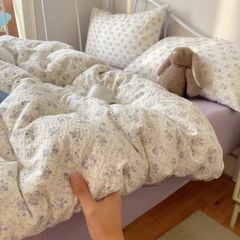 4Pcs PreCloud Linen | Set Đũi Xu Kem Style trẻ trung hiện đại | ID 4PCSPRECLOUD77