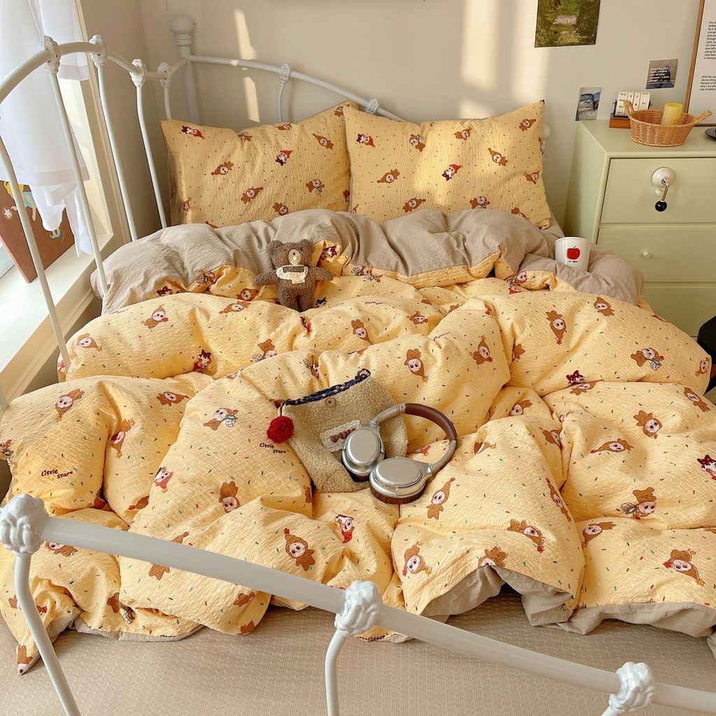 4Pcs PreCloud Linen | Set Đũi Xu Kem Style trẻ trung hiện đại | ID 4PCSPRECLOUD78