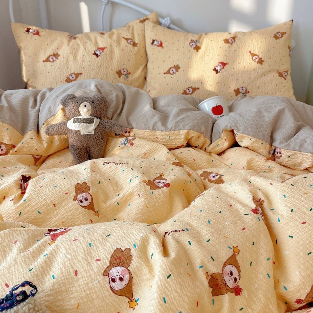 4Pcs PreCloud Linen | Set Đũi Xu Kem Style trẻ trung hiện đại | ID 4PCSPRECLOUD78