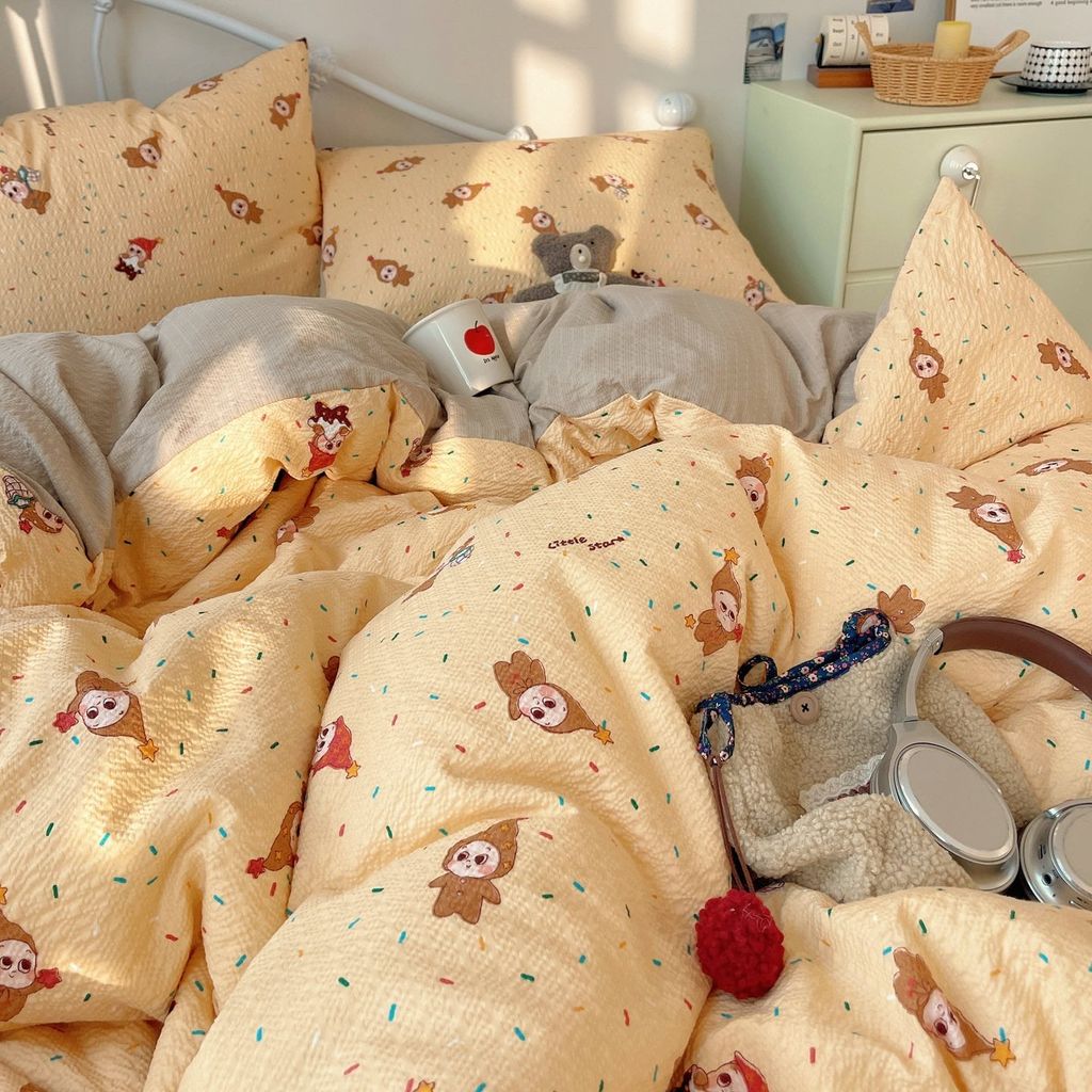 4Pcs PreCloud Linen | Set Đũi Xu Kem Style trẻ trung hiện đại | ID 4PCSPRECLOUD78