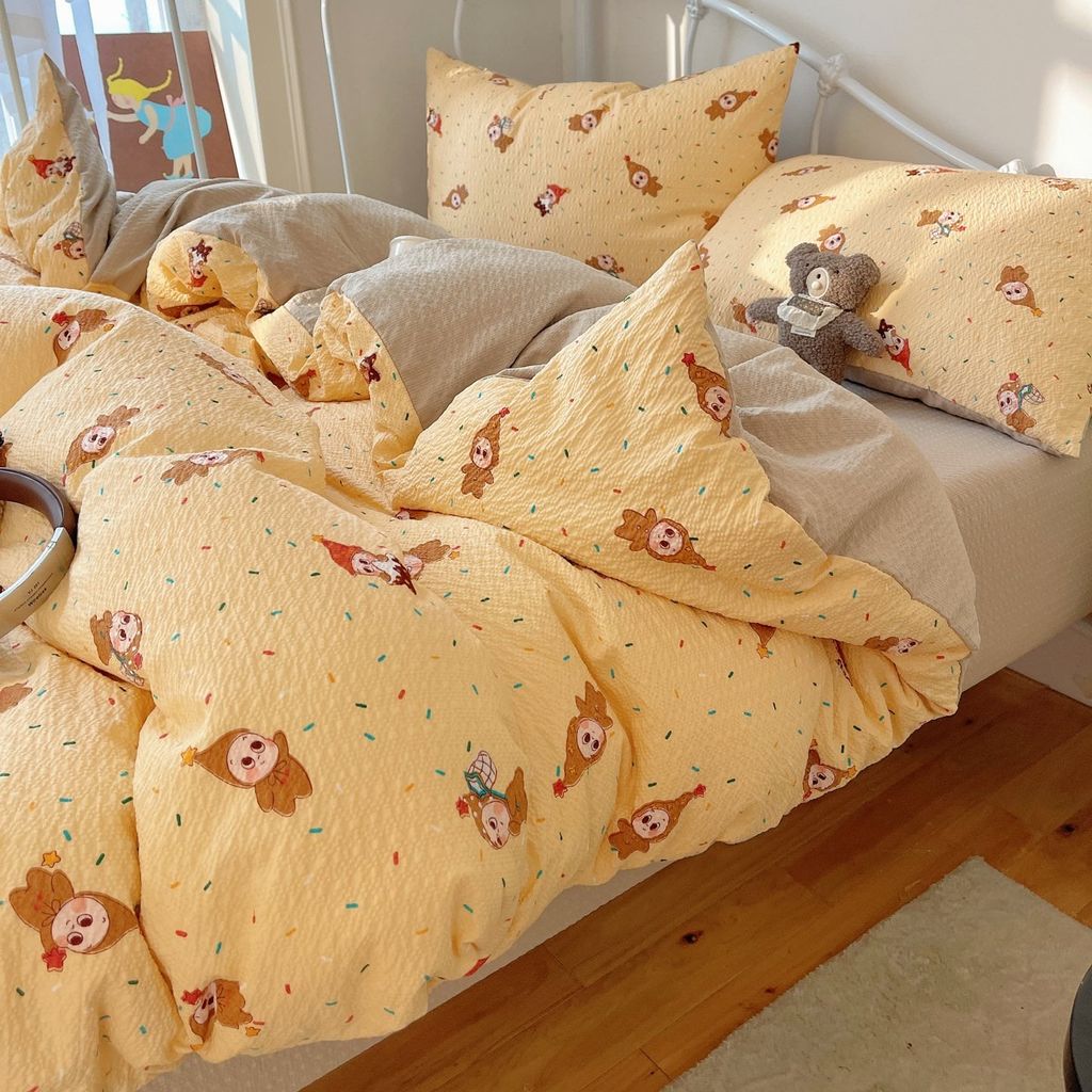 4Pcs PreCloud Linen | Set Đũi Xu Kem Style trẻ trung hiện đại | ID 4PCSPRECLOUD78