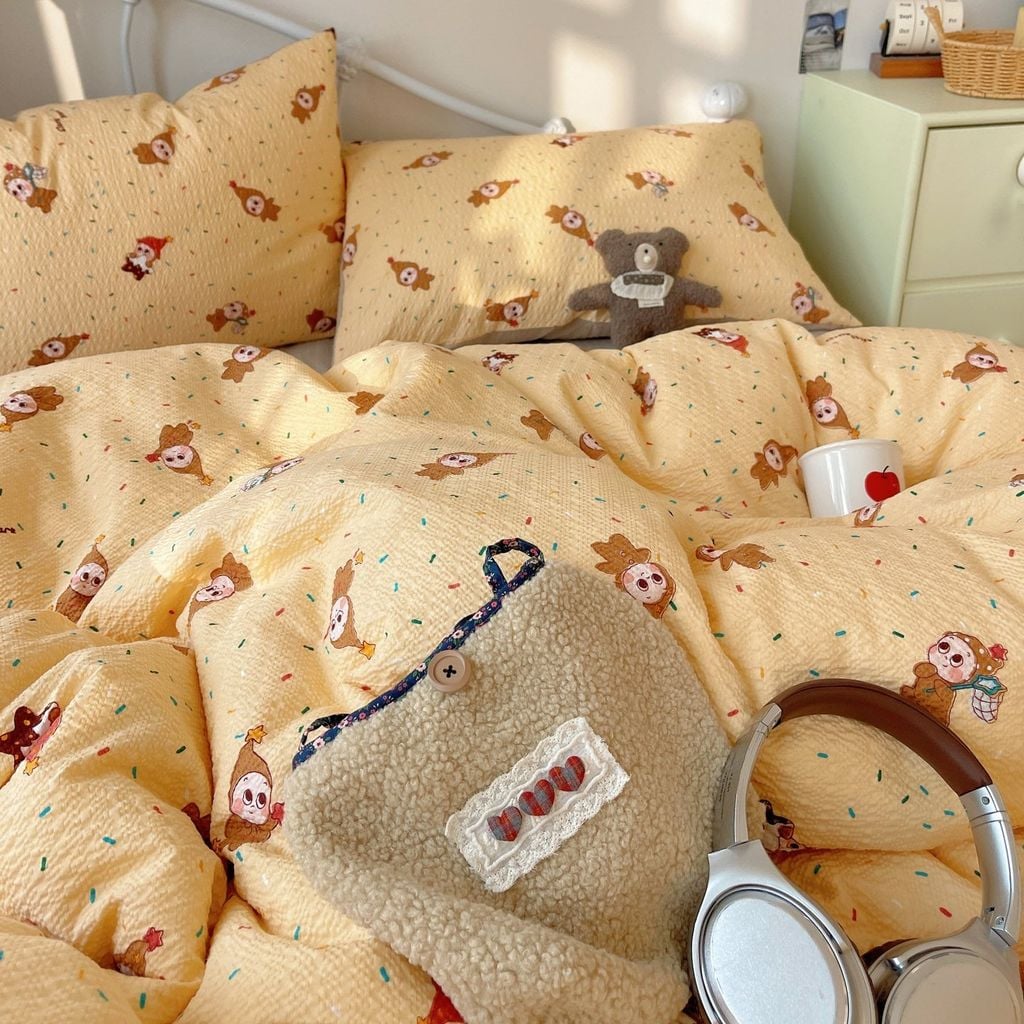 4Pcs PreCloud Linen | Set Đũi Xu Kem Style trẻ trung hiện đại | ID 4PCSPRECLOUD78