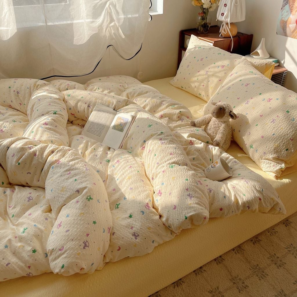 4Pcs PreCloud Linen | Set Đũi Xu Kem Style trẻ trung hiện đại | ID 4PCSPRECLOUD79