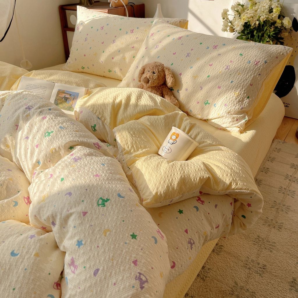 4Pcs PreCloud Linen | Set Đũi Xu Kem Style trẻ trung hiện đại | ID 4PCSPRECLOUD79