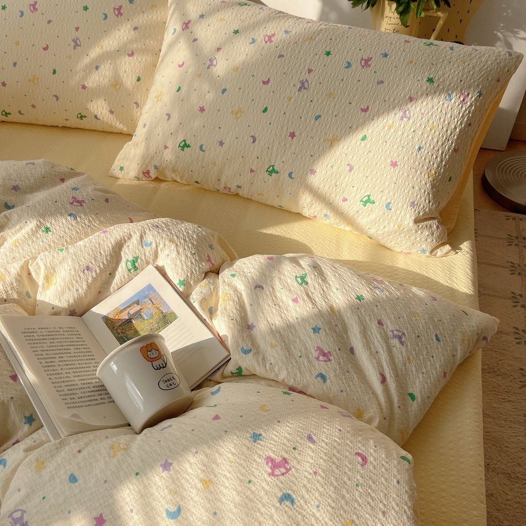 4Pcs PreCloud Linen | Set Đũi Xu Kem Style trẻ trung hiện đại | ID 4PCSPRECLOUD79