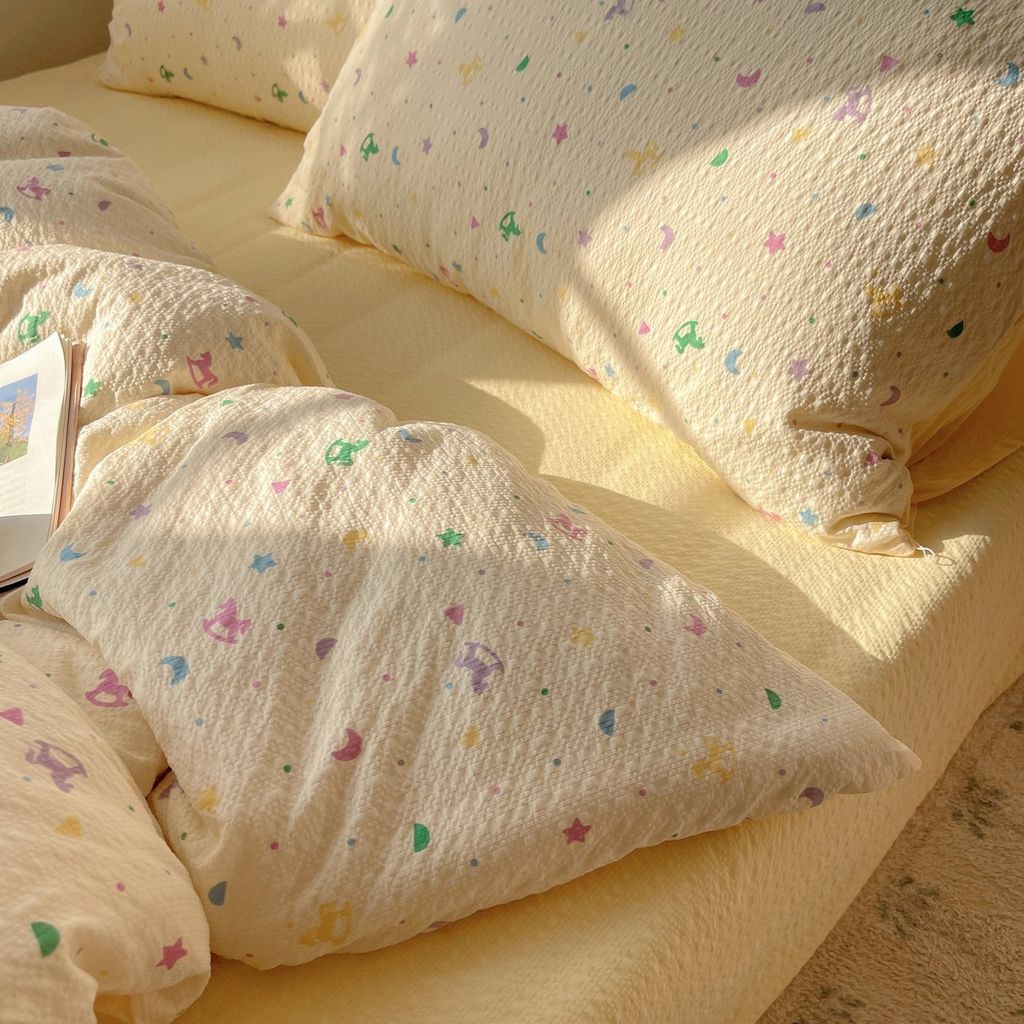 4Pcs PreCloud Linen | Set Đũi Xu Kem Style trẻ trung hiện đại | ID 4PCSPRECLOUD79