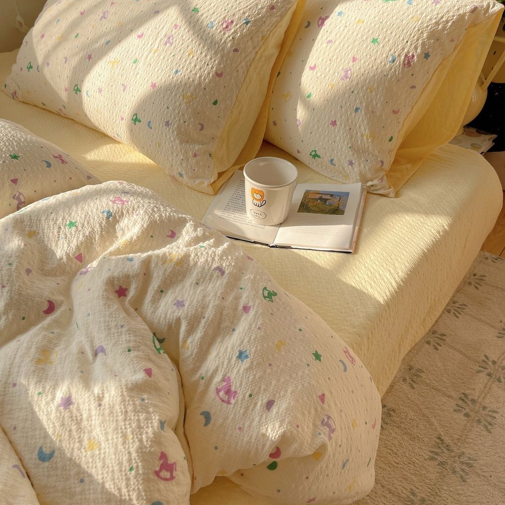 4Pcs PreCloud Linen | Set Đũi Xu Kem Style trẻ trung hiện đại | ID 4PCSPRECLOUD79