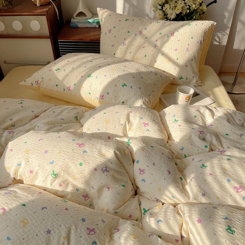 4Pcs PreCloud Linen | Set Đũi Xu Kem Style trẻ trung hiện đại | ID 4PCSPRECLOUD79