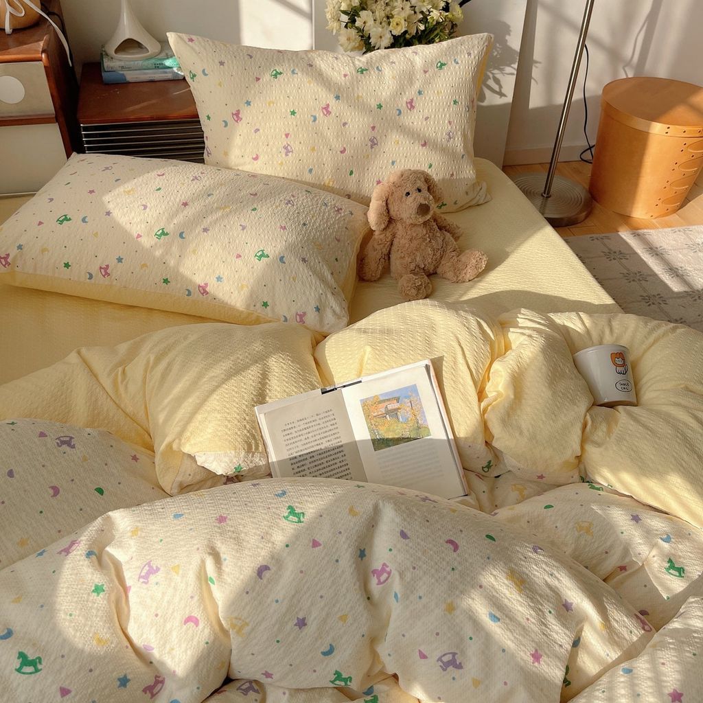 4Pcs PreCloud Linen | Set Đũi Xu Kem Style trẻ trung hiện đại | ID 4PCSPRECLOUD79