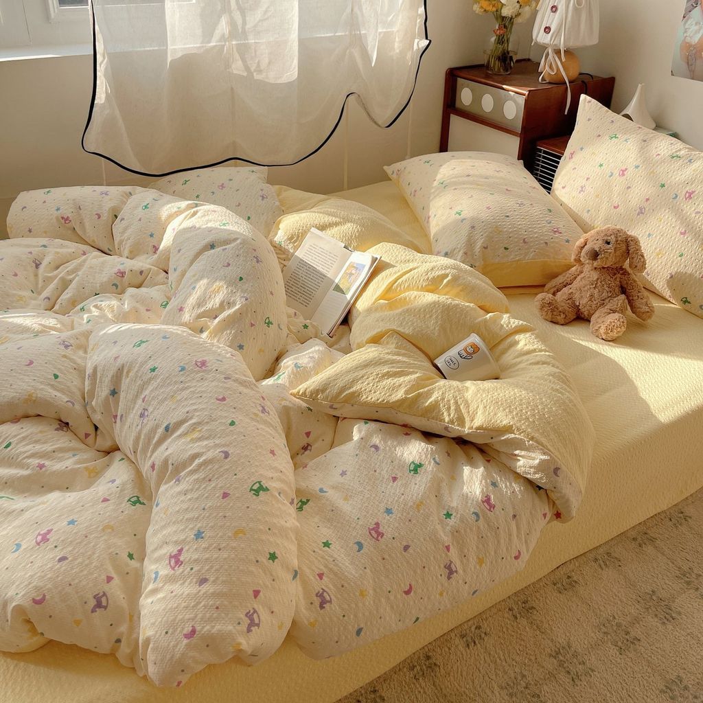 4Pcs PreCloud Linen | Set Đũi Xu Kem Style trẻ trung hiện đại | ID 4PCSPRECLOUD79