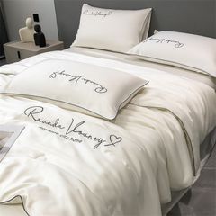 4Pcs Satin Babric | Romantic Love Standard Bedsets Summer Blanket | ID 4PCSROMANLOVE01