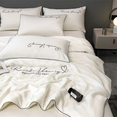 4Pcs Satin Babric | Romantic Love Standard Bedsets Summer Blanket | ID 4PCSROMANLOVE01