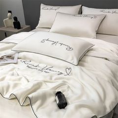4Pcs Satin Babric | Romantic Love Standard Bedsets Summer Blanket | ID 4PCSROMANLOVE01