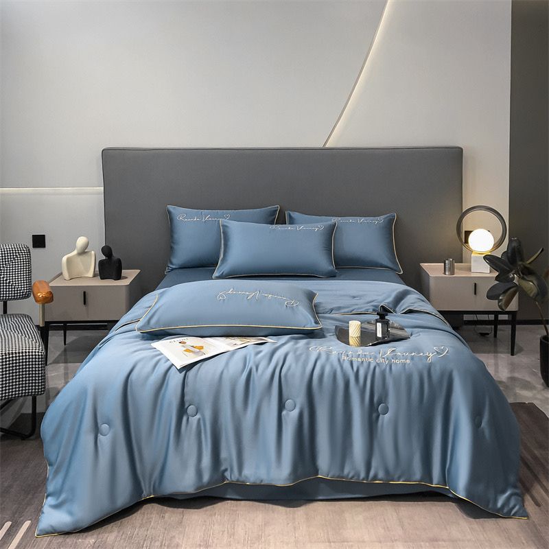 4Pcs Satin Babric | RomanticLove Standard Bedsets Summer Blanket | ID 4PCSSFARBRICROMA002