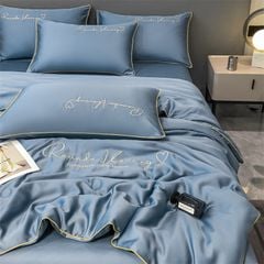 4Pcs Satin Babric | Romantic Love Standard Bedsets Summer Blanket | ID 4PCSROMANLOVE02