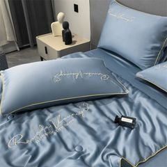 4Pcs Satin Babric | Romantic Love Standard Bedsets Summer Blanket | ID 4PCSROMANLOVE02