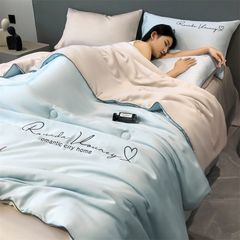 4Pcs Satin Babric | Romantic Love Standard Bedsets Summer Blanket | ID 4PCSROMANLOVE03