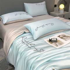 4Pcs Satin Babric | Romantic Love Standard Bedsets Summer Blanket | ID 4PCSROMANLOVE03
