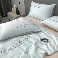 4Pcs Satin Babric | Romantic Love Standard Bedsets Summer Blanket | ID 4PCSROMANLOVE03