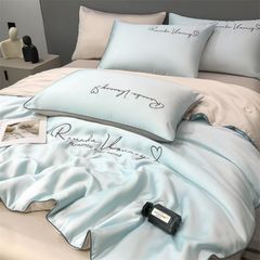 4Pcs Satin Babric | Romantic Love Standard Bedsets Summer Blanket | ID 4PCSROMANLOVE03
