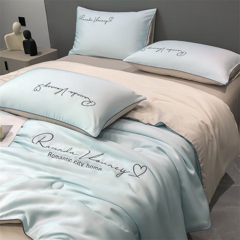 4Pcs Satin Babric | RomanticLove Standard Bedsets Summer Blanket | ID 4PCSSFARBRICROMA003