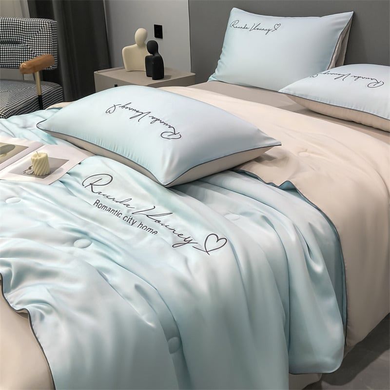 4Pcs Satin Babric | RomanticLove Standard Bedsets Summer Blanket | ID 4PCSSFARBRICROMA003