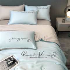 4Pcs Satin Babric | Romantic Love Standard Bedsets Summer Blanket | ID 4PCSROMANLOVE03