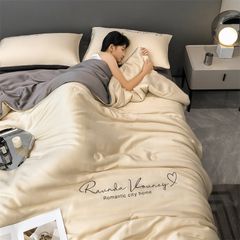 4Pcs Satin Babric | RomanticLove Standard Bedsets Summer Blanket | ID 4PCSSFARBRICROMA004