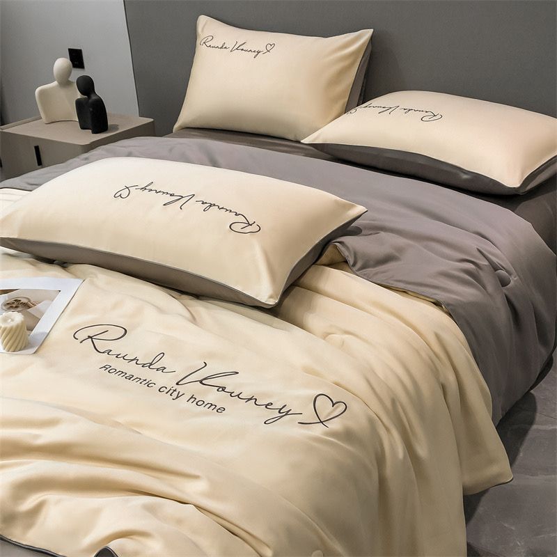 4Pcs Satin Babric | RomanticLove Standard Bedsets Summer Blanket | ID 4PCSSFARBRICROMA004