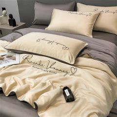 4Pcs Satin Babric | Romantic Love Standard Bedsets Summer Blanket | ID 4PCSROMANLOVE04