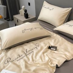 4Pcs Satin Babric | Romantic Love Standard Bedsets Summer Blanket | ID 4PCSROMANLOVE04