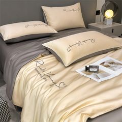 4Pcs Satin Babric | RomanticLove Standard Bedsets Summer Blanket | ID 4PCSSFARBRICROMA004