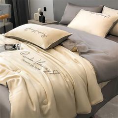 4Pcs Satin Babric | Romantic Love Standard Bedsets Summer Blanket | ID 4PCSROMANLOVE04