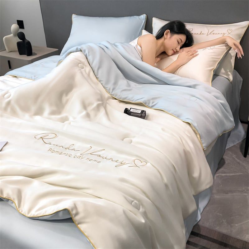 4Pcs Satin Babric | Romantic Love Standard Bedsets Summer Blanket | ID 4PCSROMANLOVE05