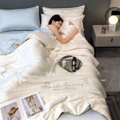 4Pcs Satin Babric | Romantic Love Standard Bedsets Summer Blanket | ID 4PCSROMANLOVE05