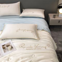 4Pcs Satin Babric | Romantic Love Standard Bedsets Summer Blanket | ID 4PCSROMANLOVE05