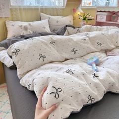 4Pcs PreCloud Linen | Set Đũi Xu Kem Style trẻ trung hiện đại | ID 4PCSPRECLOUD58
