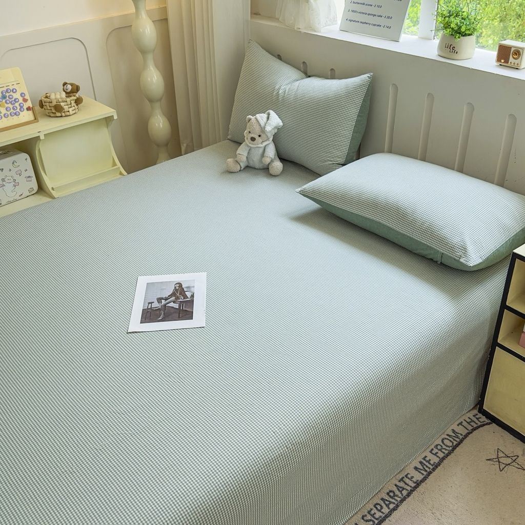 Set Ga Gối Đũi Nhật Japan Cotton Linen tấm trải freesize ( có thể lựa chọn may bọc chun theo tùy chọn ) - MS07