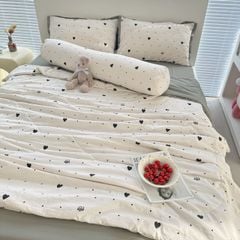 Bộ Chăn Ga Cotton Linen MARK HOME GrayHeart