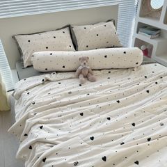 Bộ Chăn Ga Cotton Linen MARK HOME GrayHeart