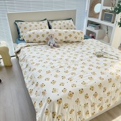 Bộ Chăn Ga Cotton Linen Dành cho bé Hoạ tiết Gấu BEAR tiny vàng ngộ nghĩnh của MARK HOME