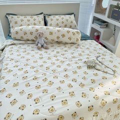 Bộ Chăn Ga Cotton Linen Dành cho bé Hoạ tiết Gấu BEAR tiny vàng ngộ nghĩnh của MARK HOME