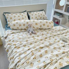 Bộ Chăn Ga Cotton Linen Dành cho bé Hoạ tiết Gấu BEAR tiny vàng ngộ nghĩnh của MARK HOME