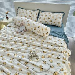 Bộ Chăn Ga Cotton Linen Dành cho bé Hoạ tiết Gấu BEAR tiny vàng ngộ nghĩnh của MARK HOME