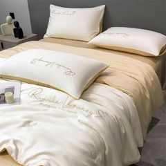 4Pcs Satin Babric | Romantic Love Standard Bedsets Summer Blanket | ID 4PCSROMANLOVE06