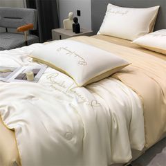 4Pcs Satin Babric | Romantic Love Standard Bedsets Summer Blanket | ID 4PCSROMANLOVE06